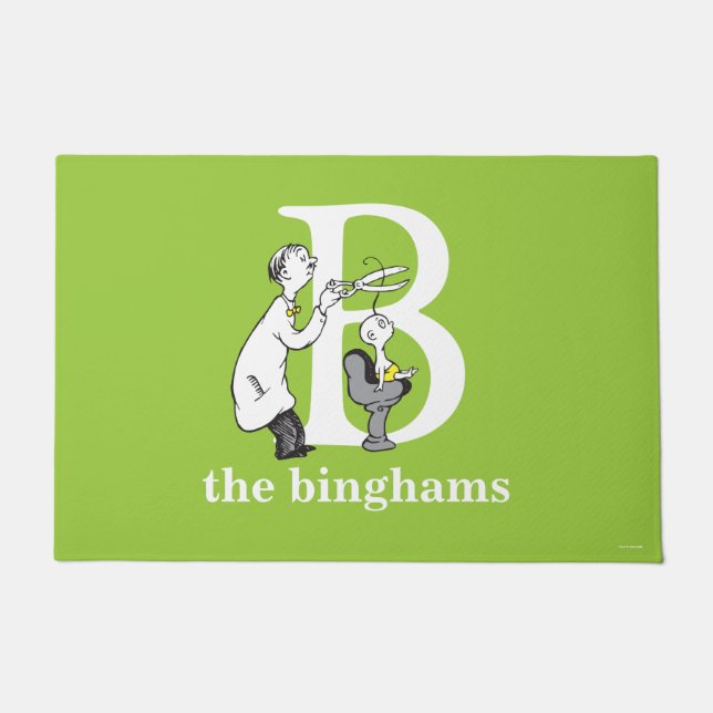 Tapete Dr. Seuss ABC: Carta B - Branco | Adicione seu nom (Frente)