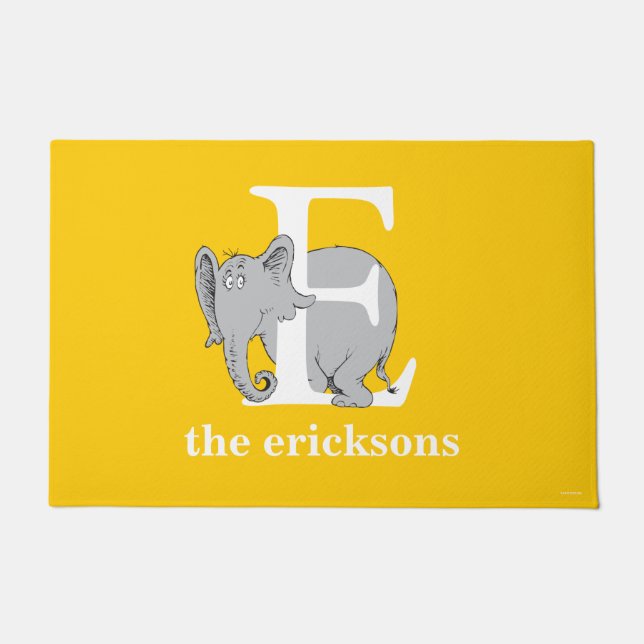 Tapete Dr. Seuss ABC: Carta E - Branco | Adicione seu nom (Frente)