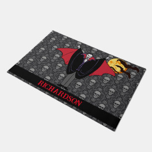 Tapete Drácula Halloween Nome Personalizado Skulls Bats