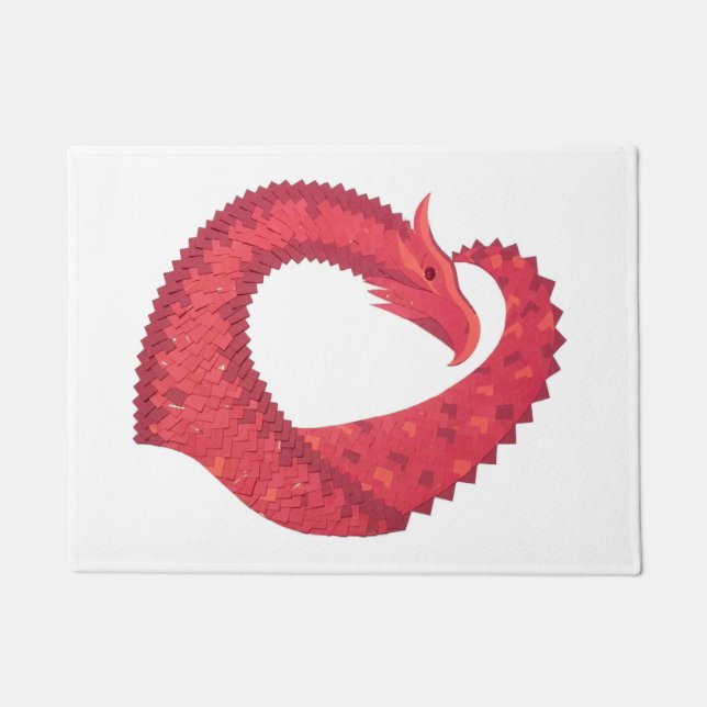 Tapete Dragão de coração vermelho sobre branco (Frente)