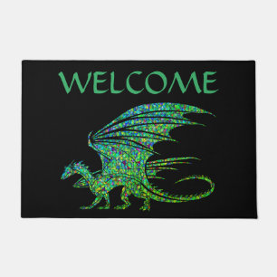 Tapete Dragão Mosaico Verde Incrível 