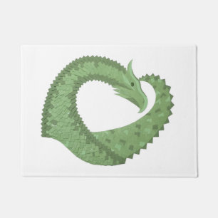Tapete Dragão verde-oliva em branco