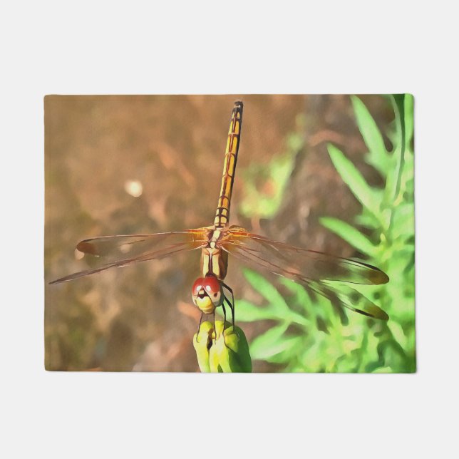 Tapete Dragonfly Artística Descendo Na Cabeça Da Flor (Frente)