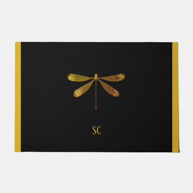Tapete Dragonfly de ouro com Texto Personalizado (Frente)