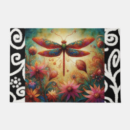Tapete Dragonfly Floral Abstrato-Art Teal Rosa