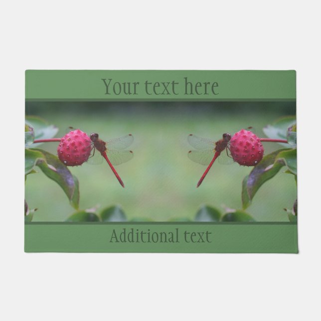 Tapete Dragonfly Vermelha Na Fruta Dogwood Personalizada (Frente)