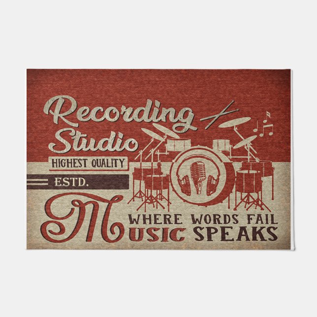Tapete Drum Design Doormat, Music Stuido Decor (Frente)