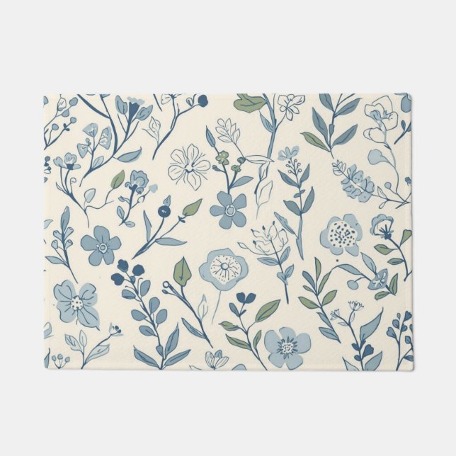 Tapete Dusty Blue Wildflower Meadow Botanical Pattern (Frente)