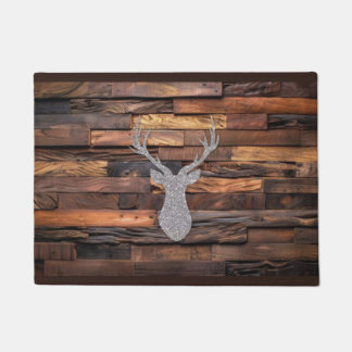 Tapete Efeito da Madeira de Natal Deer Mat Silver