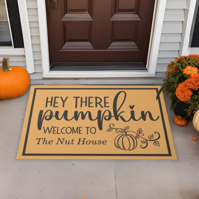 Tapete Ei, Pumpkin, Boas-Vindas (Hey There Pumpkin Custom Welcome Doormat)