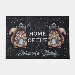 Tapete Eichhörnchen mit Tasse und Schnee „Stay Warm“ 