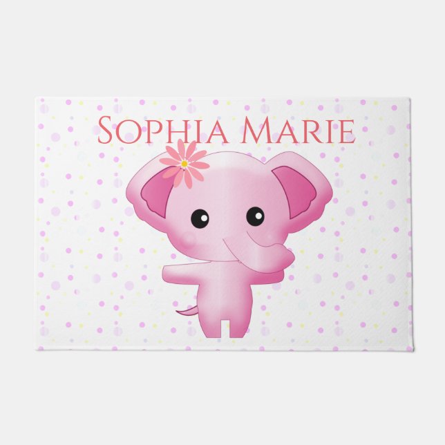 Tapete Elefante De Bebê Rosa Bonito (Frente)