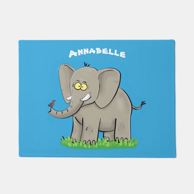 Tapete Elefante engraçado e bonito com desenho animado de (Frente)