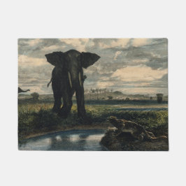 Tapete Elefantes e Pantera no Deserto Indiano