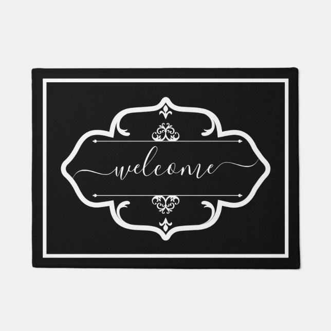 Tapete Elegant Black White Custom Decorated welcome (Frente)
