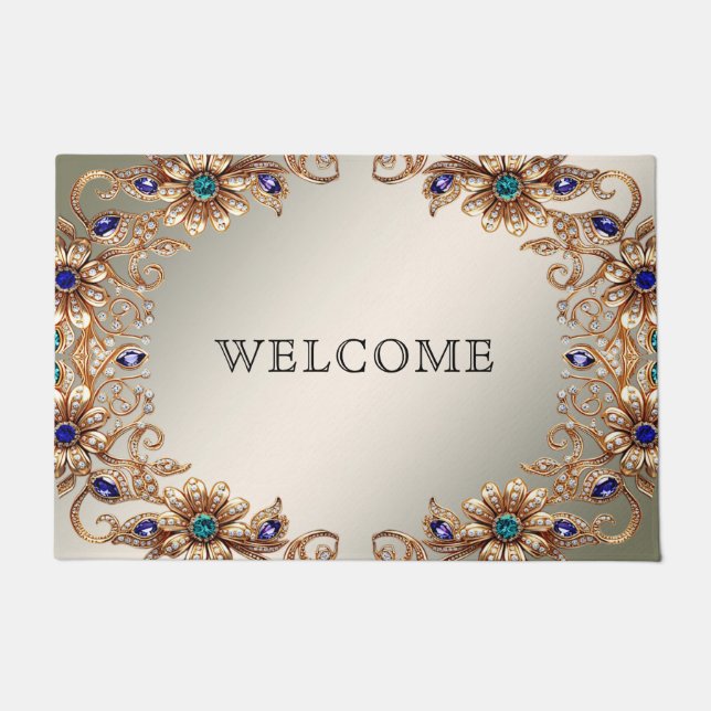 Tapete Elegant Gold Jewel Flowers Doormat
