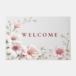 Tapete Elegant Pink White Floral Doormat