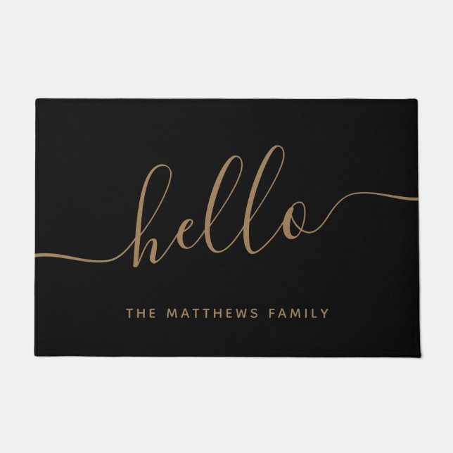 Tapete Elegante Black Dourado Script Name Hello Welcome (Frente)
