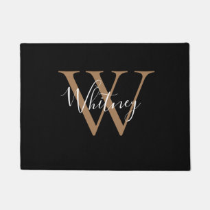 Tapete Elegante Chic Monograma Preto Dourado Nome Script