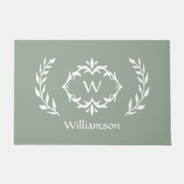 Tapete Elegante Coroa Monogramada Moderna Chic Verde Sage