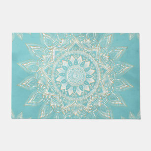 Tapete Elegante Dourado Mandala Sky Blue Design