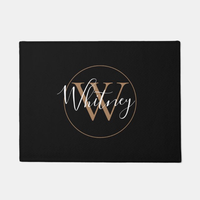 Tapete Elegante Estilo Nome em Script Monograma Preto Dou (Frente)