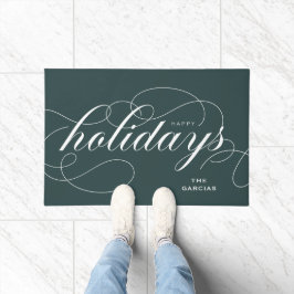 Tapete Elegante Flourish Script Happy Holidays Green Gree