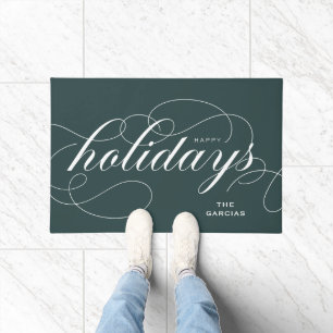 Tapete Elegante Flourish Script Happy Holidays Green Gree