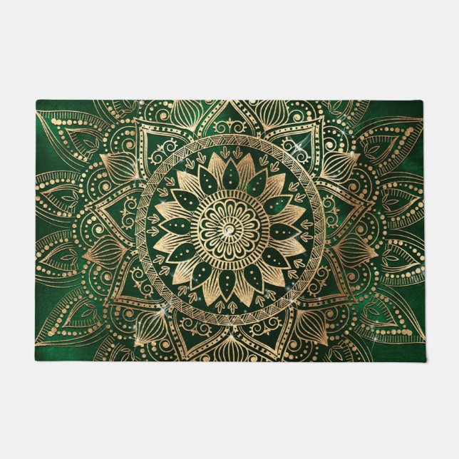 Tapete Elegante Green Dourado Mandala (Frente)