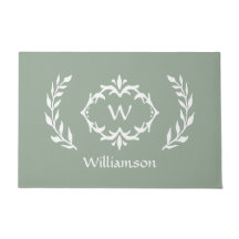 Elegante Moderno Monograma Wreath Chic Sage Verde