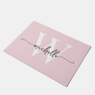 Tapete Elegante Moderno Nome Monograma em Rosa Bege Scrip