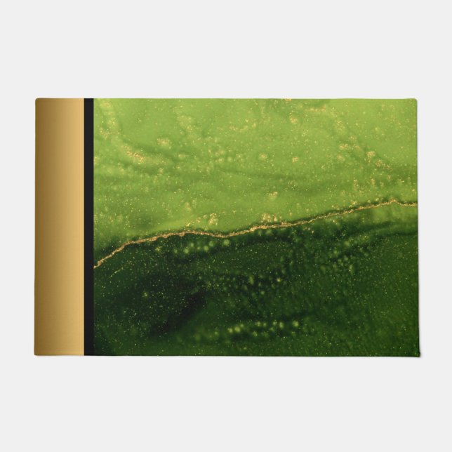 Tapete Elegante moderno verde-chic e Dourado padrão mármo (Frente)
