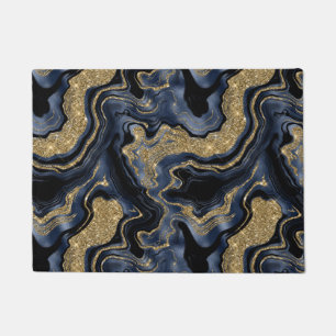 Tapete Elegante Padrão de Ágata Azul Naval e Brilho Doura
