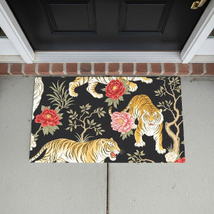 Tapete Elegante padrão de tigre e peônia em Chinoiserie p