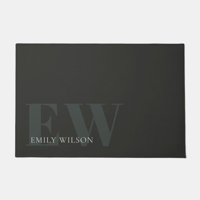 Tapete Elegante Rustic Dark Dusky Green - Monograma Preto (Frente)