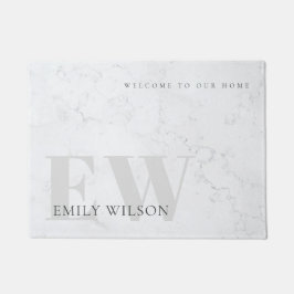 Tapete Elegante Rustic Marble Stone Cinza Monograma Nome