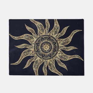 Tapete Elegante Sol Dourado Mandala Blue Nebula Design