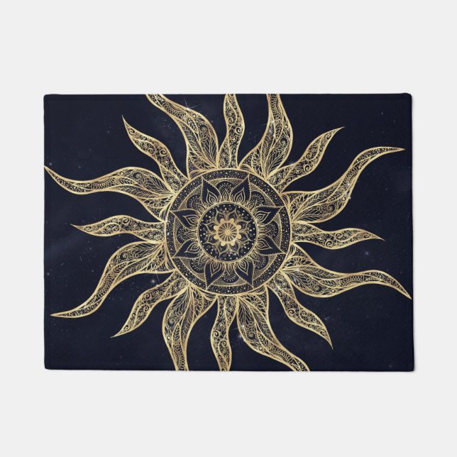 Tapete Elegante Sol Dourado Mandala Blue Nebula Design (Frente)