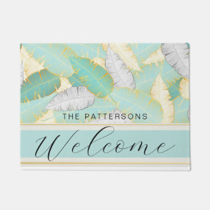 Tapete Elegante Tropical Greenery Welcome Family Name