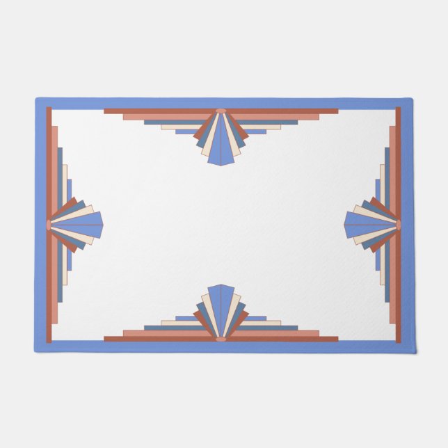 Tapete Elementos de arte deco em ouro rosa e azul (Frente)