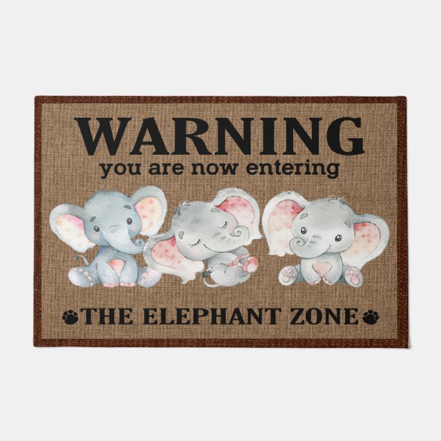 Tapete Elephant Doormat, Elephant Lovers Welcome Mat Gift (Frente)