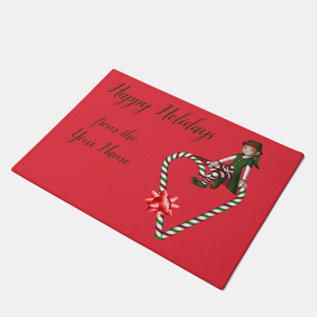 Tapete Elf Candy Cane Heart Feriado Bonito de Natal (Inclinado)