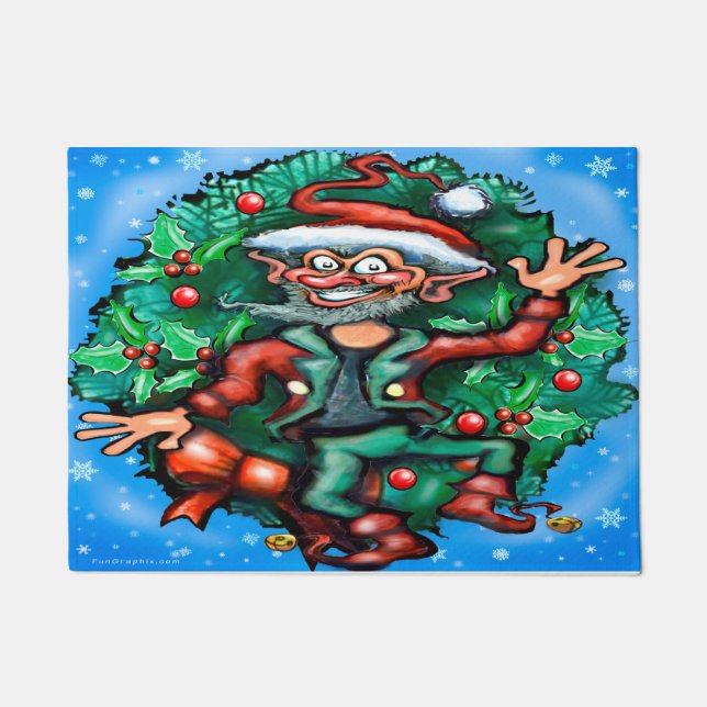 Tapete Elf de Natal com Wreath (Frente)
