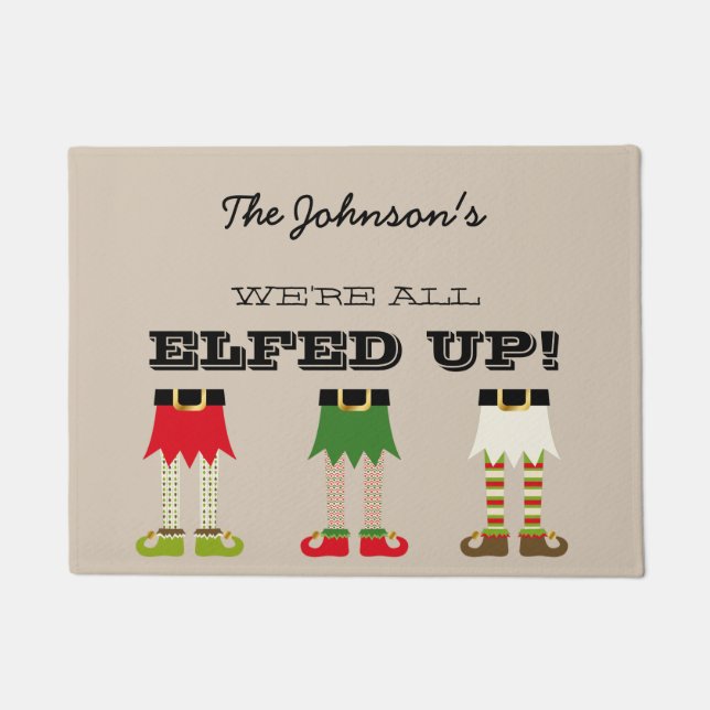 Tapete Elfos de Natal Personalizados Elfed Up (Frente)