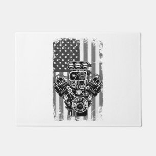 Tapete Êmbolo de Carro Musculoso Antigo Bandeira American