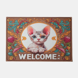 Tapete Encantador Devon Rex Cat, fronteira vibrante