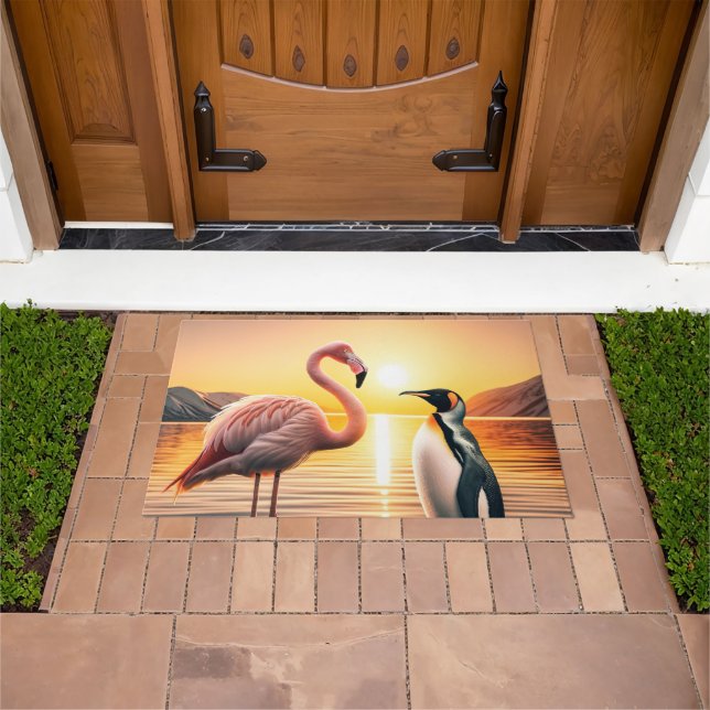 Tapete Encontro Flamingo e Penguin Sunset (Ar livre)