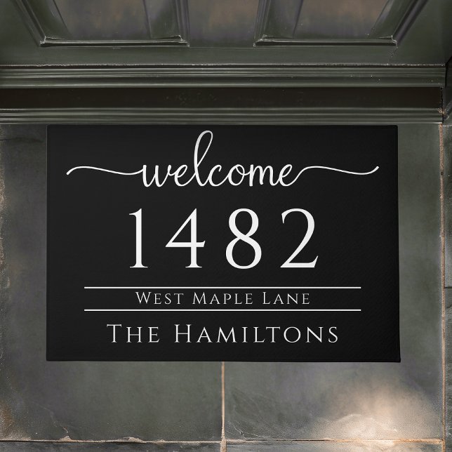 Tapete Endereço personalizado do nome da família preto e  (Criador carregado)