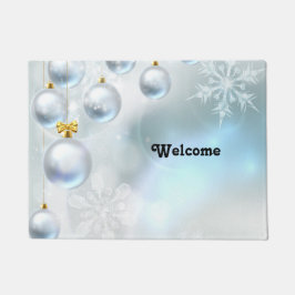 Tapete enfeites de natal e flocos de neve