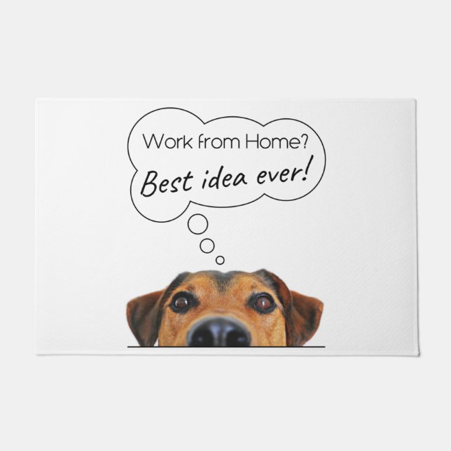 Tapete Engraçado Cachorro Pupado Pensando: Trabalhar em c (Frente)